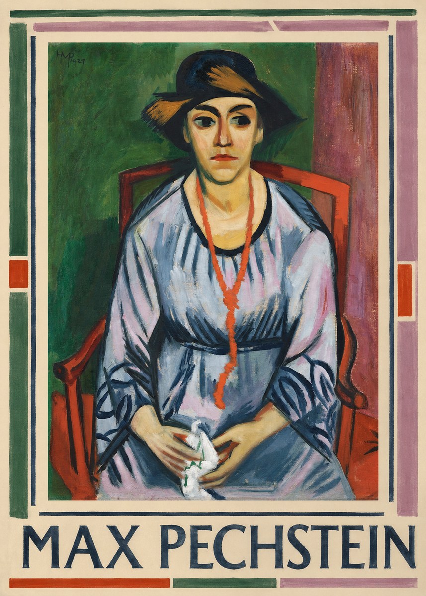 Max Pechstein Seated Woman with Hat No1 - Plakát