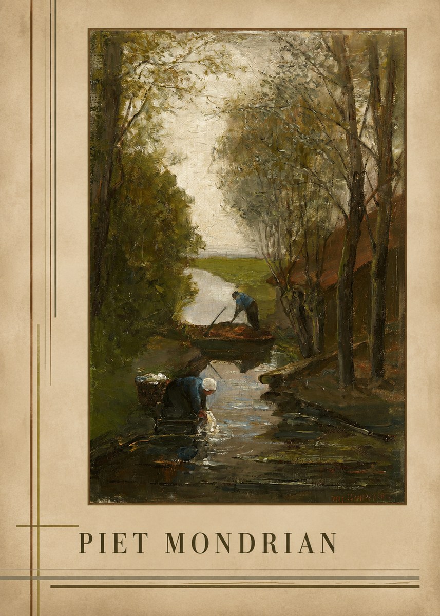 Piet Mondrian Washday on the Canal No3 - Plakát