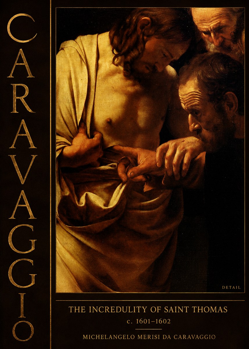 Michelangelo Merisi da Caravaggio The Incredulity of Saint Thomas I No2 - Plakát