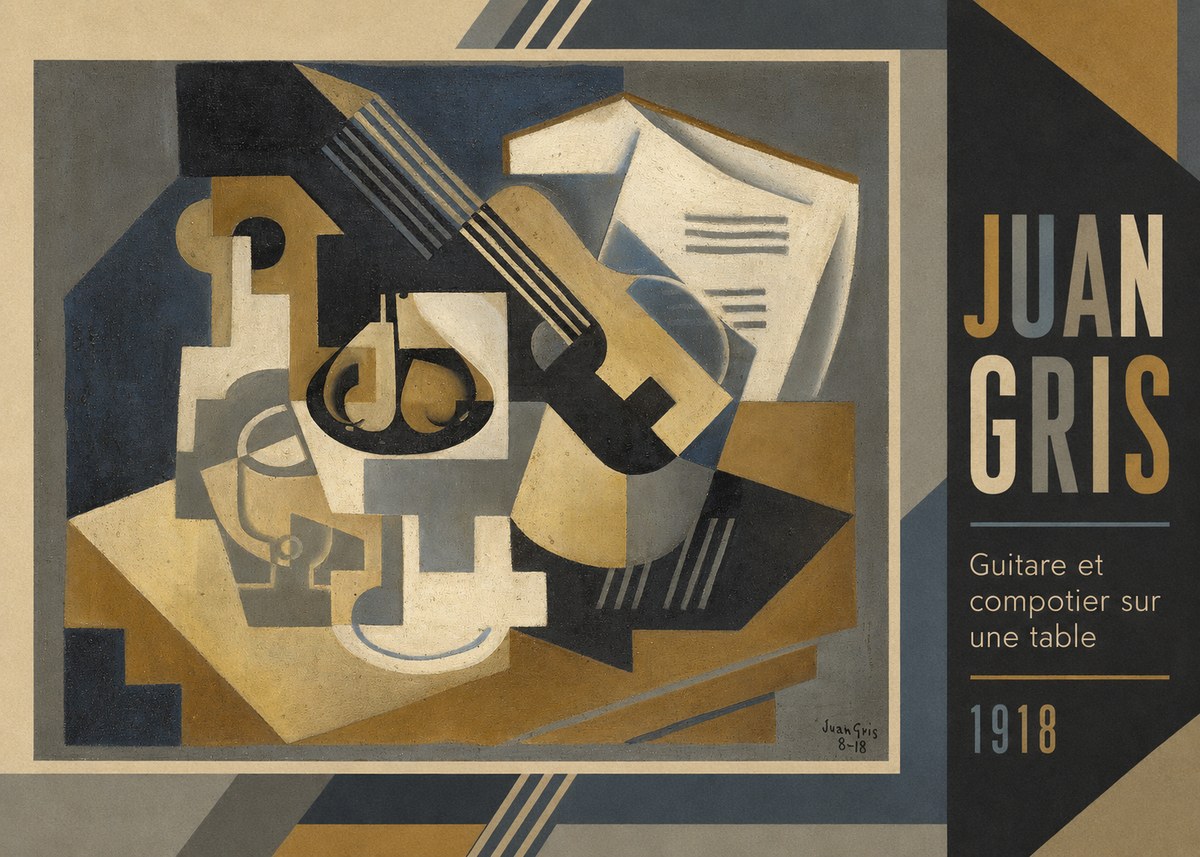 Juan Gris Guitare Et Compotier Sur Une Table No2 - Plakát