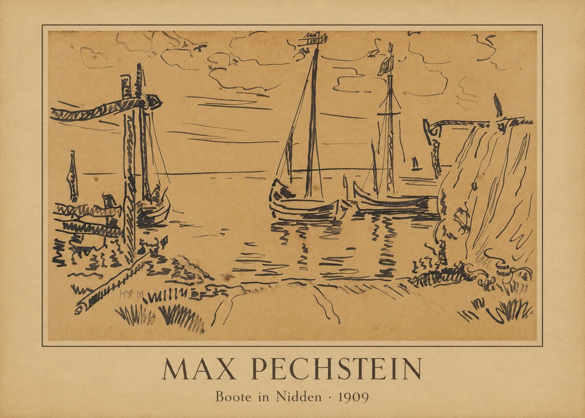 Max Pechstein Boote in Nidden No4 - Plakát
