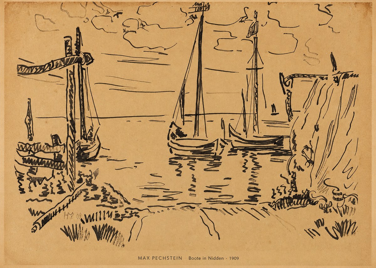 Max Pechstein Boote in Nidden No6 - Plakát
