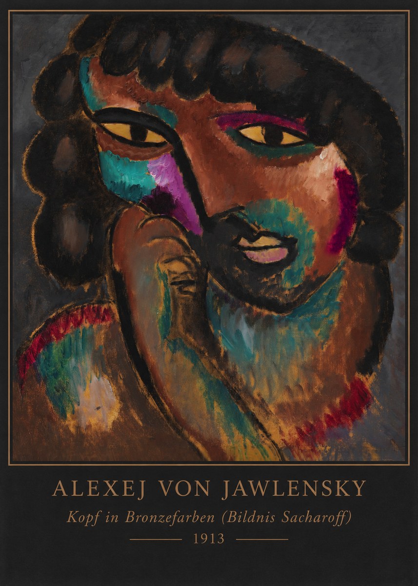 Alexej von Jawlensky Kopf in Bronzefarben (Bildnis Sacharoff) No6 - Plakát