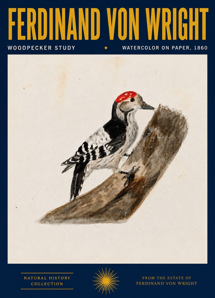 Ferdinand von Wright Woodpecker Study No4 - Plakát