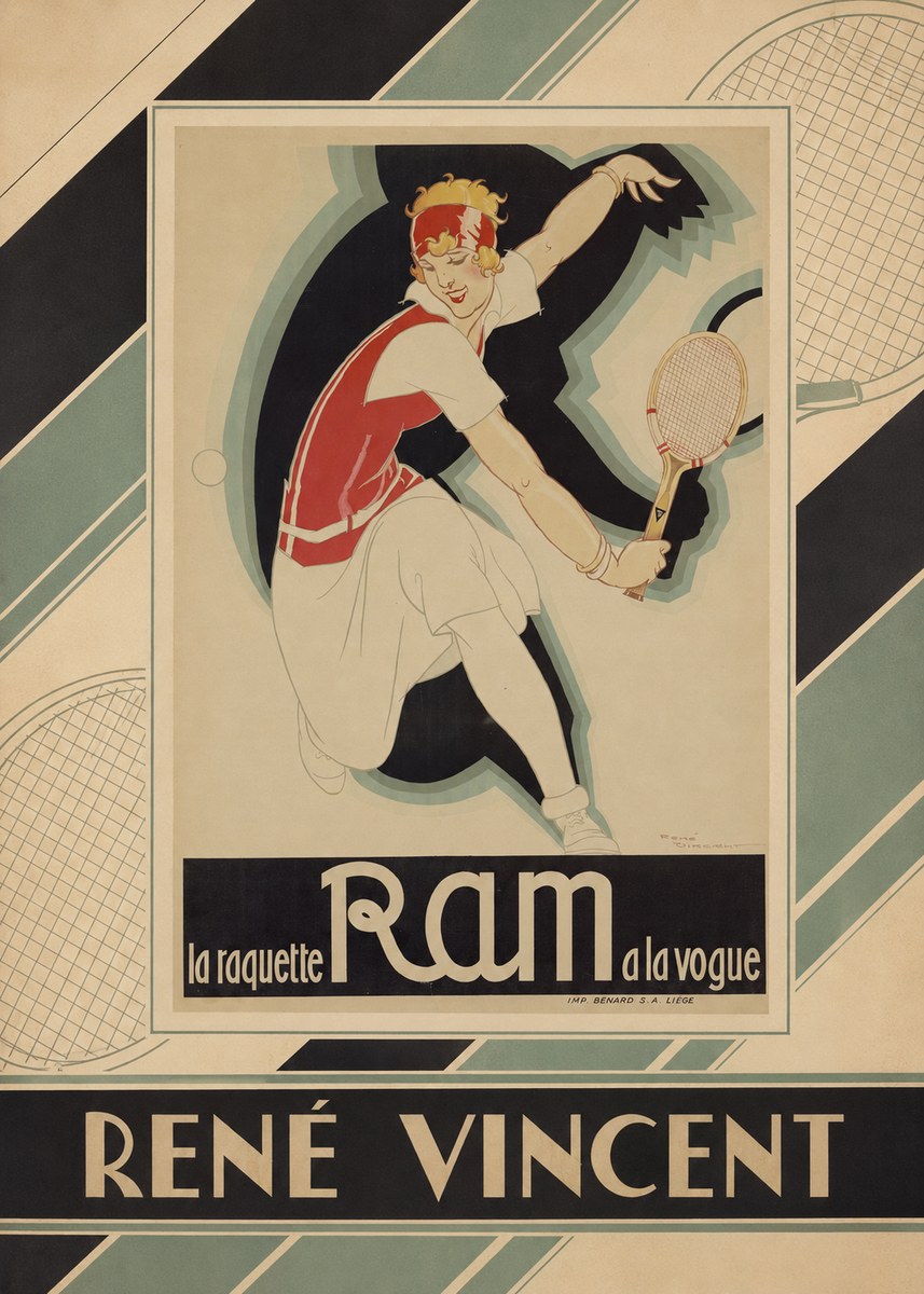 René Vincent Ram La Raquette À La Vogue No3 - Plakát