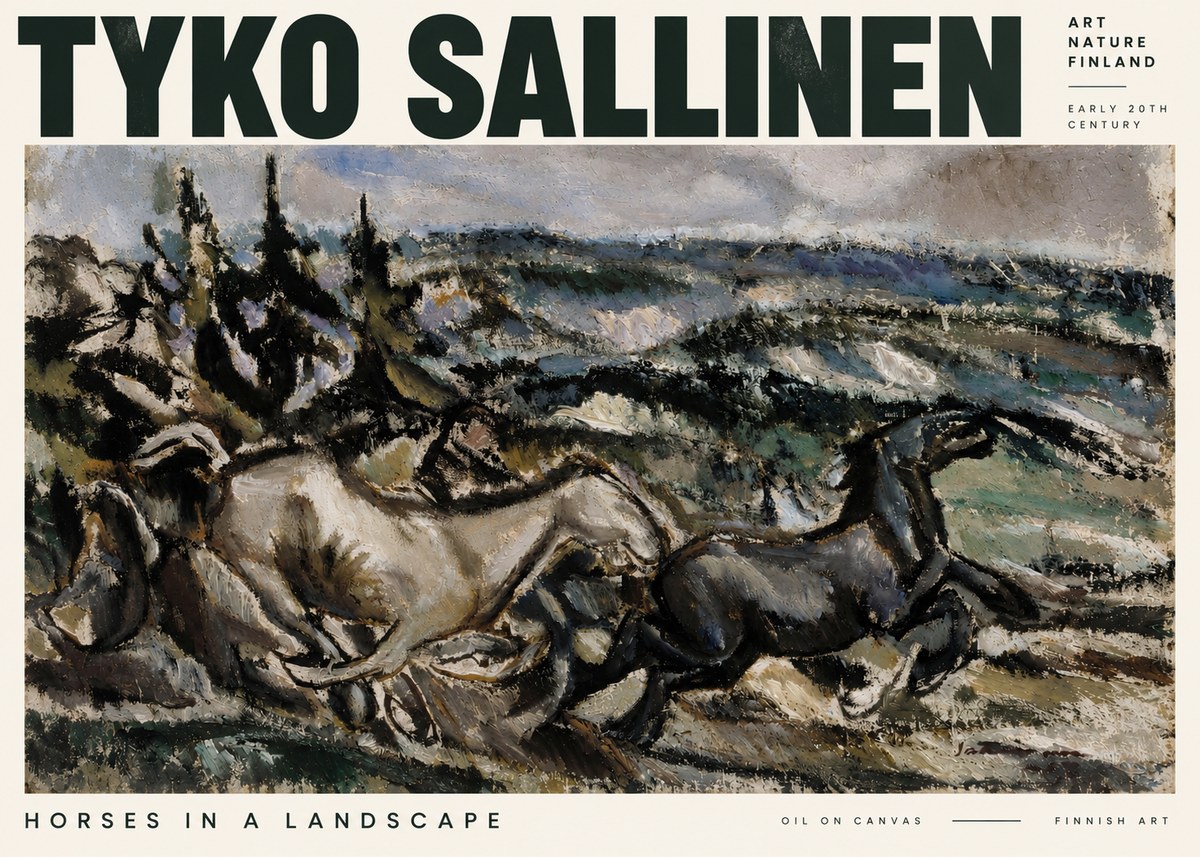 Tyko Sallinen Horses in a Landscape No2 - Plakát