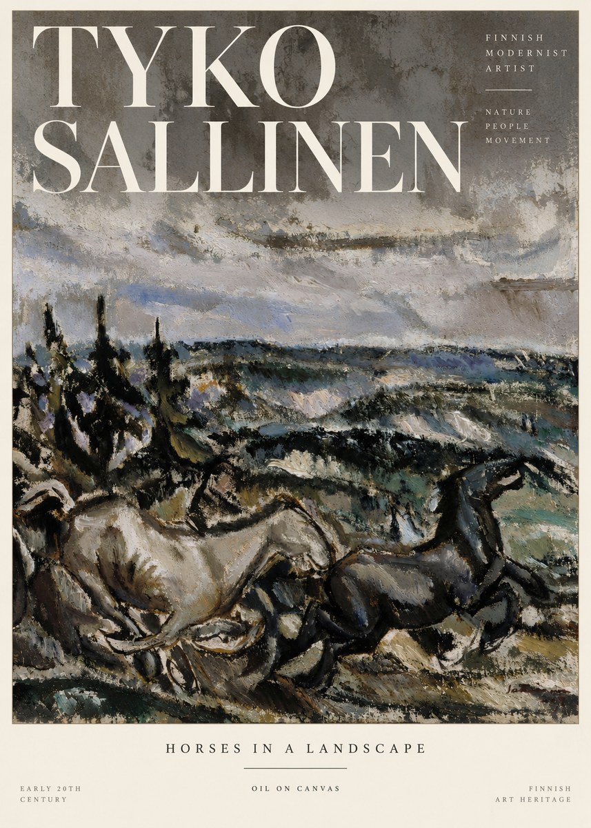 Tyko Sallinen Horses in a Landscape No3 - Plakát