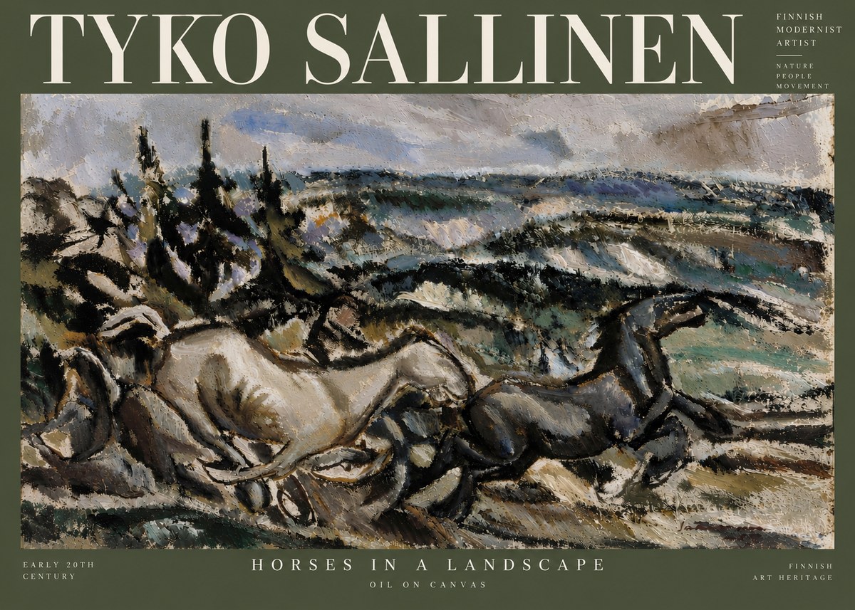 Tyko Sallinen Horses in a Landscape No5 - Plakát