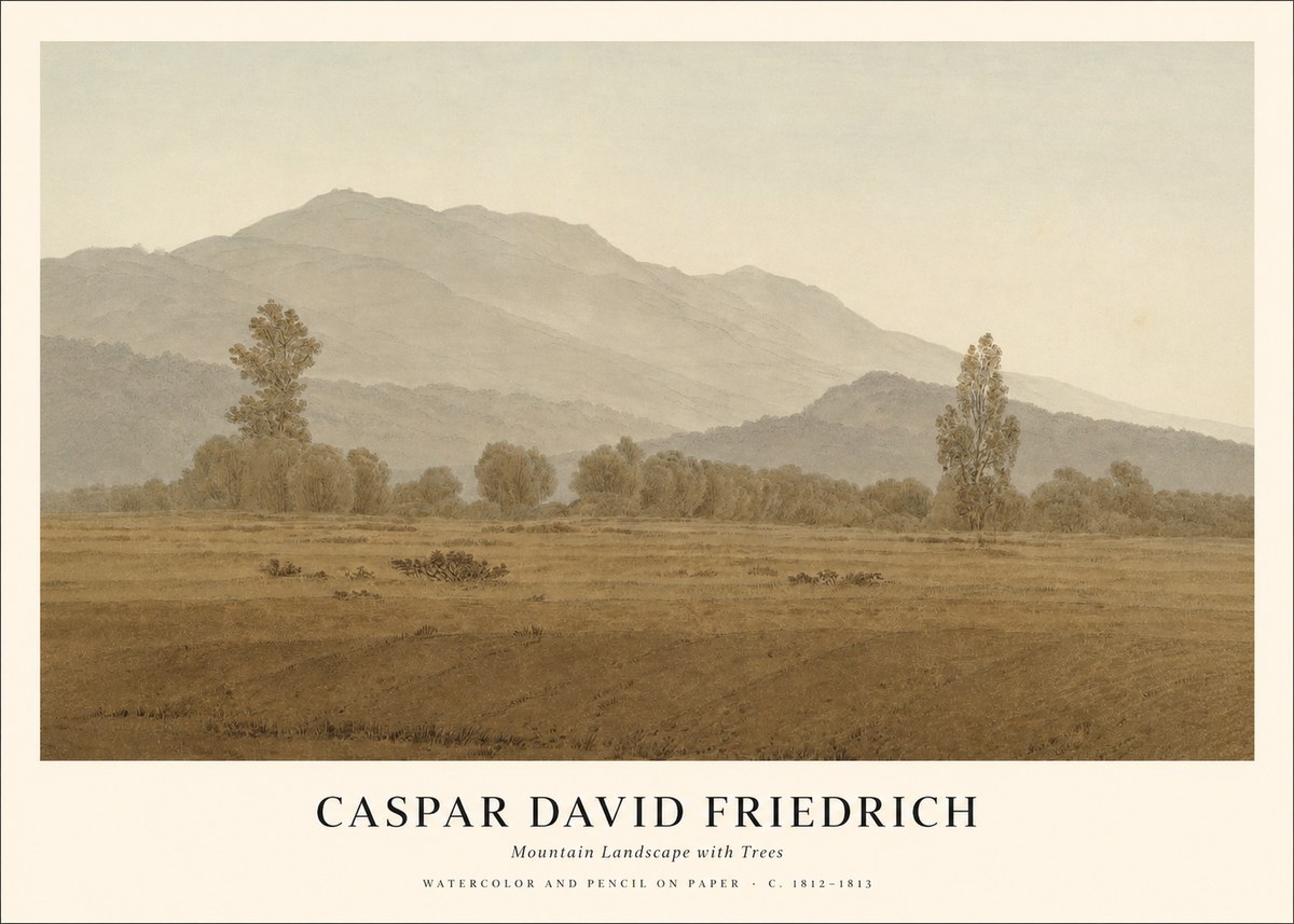 Caspar David Friedrich Mountain Landscape with Trees No1 - Plakát