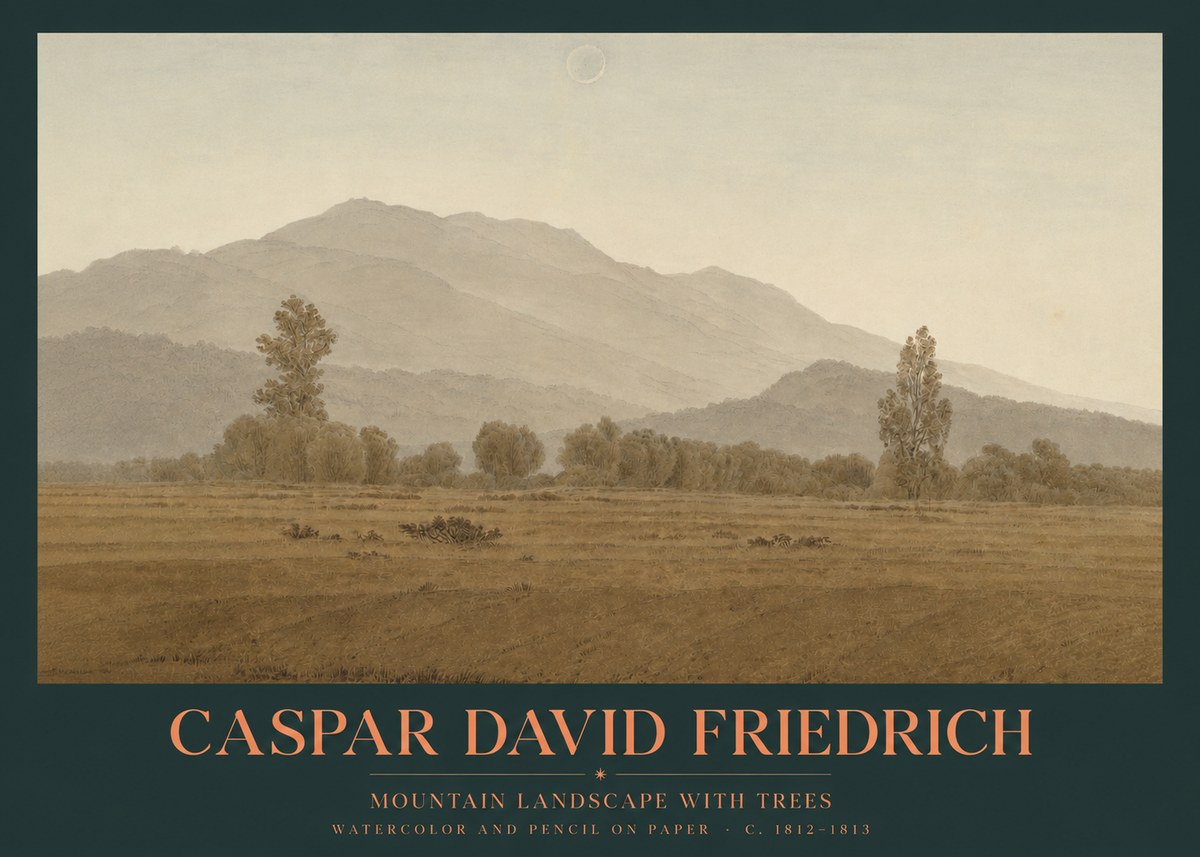 Caspar David Friedrich Mountain Landscape with Trees No2 - Plakát