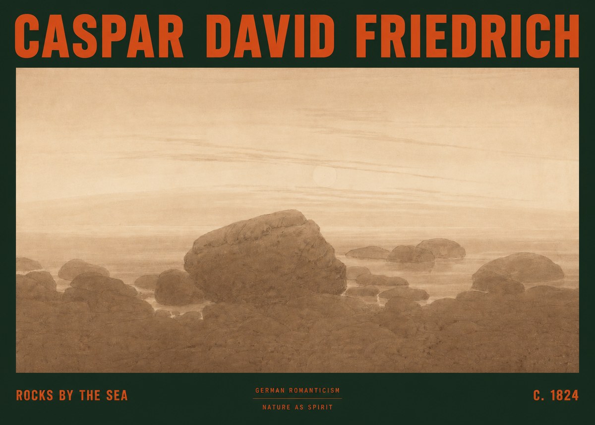 Caspar David Friedrich Rocks by the Sea No2 - Plakát