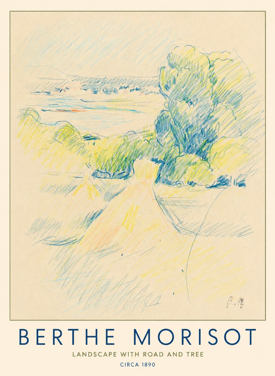 Berthe Morisot Landscape with Road and Tree No1 - Plakát