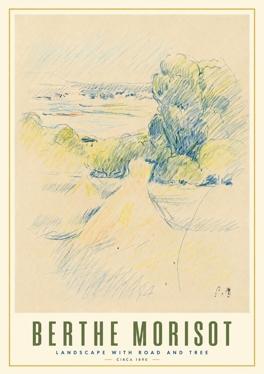 Berthe Morisot Landscape with Road and Tree No3 - Plakát