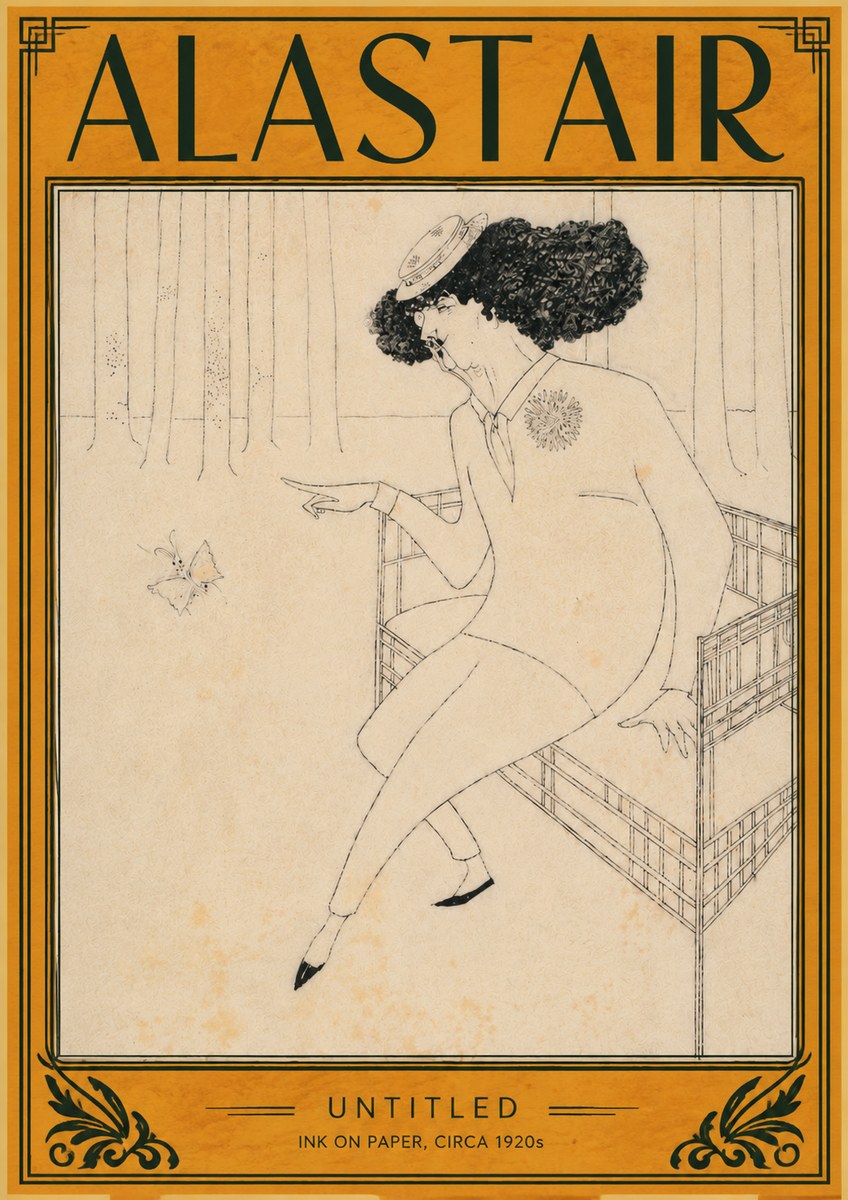 Alastair Lady with Butterfly No4 - Plakát