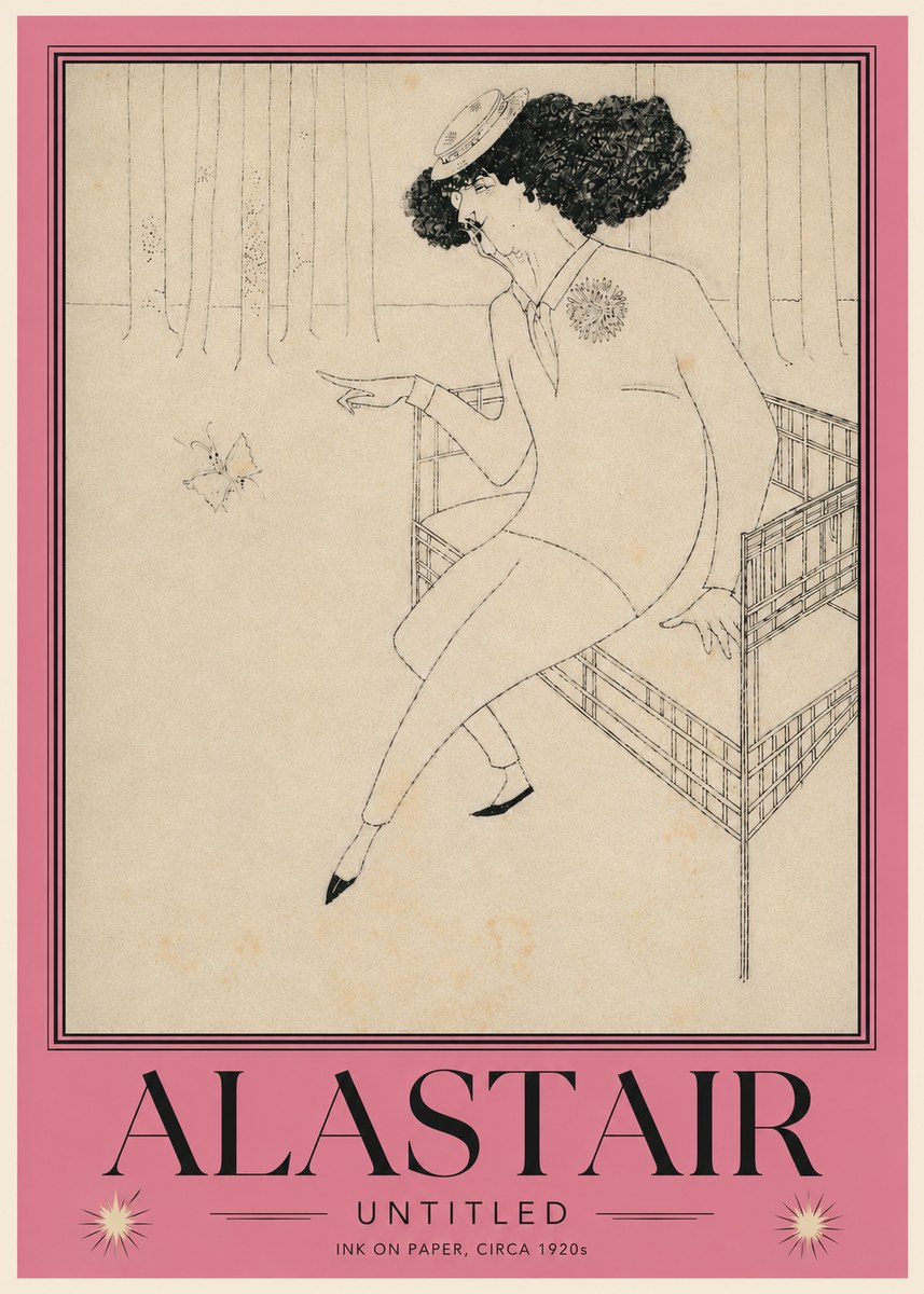 Alastair Lady with Butterfly No6 - Plakát