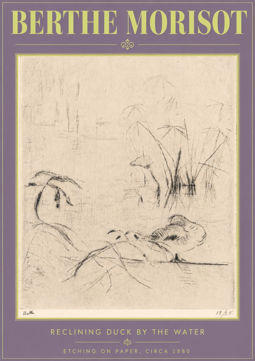 Berthe Morisot Reclining Duck by the Water No4 - Plakát