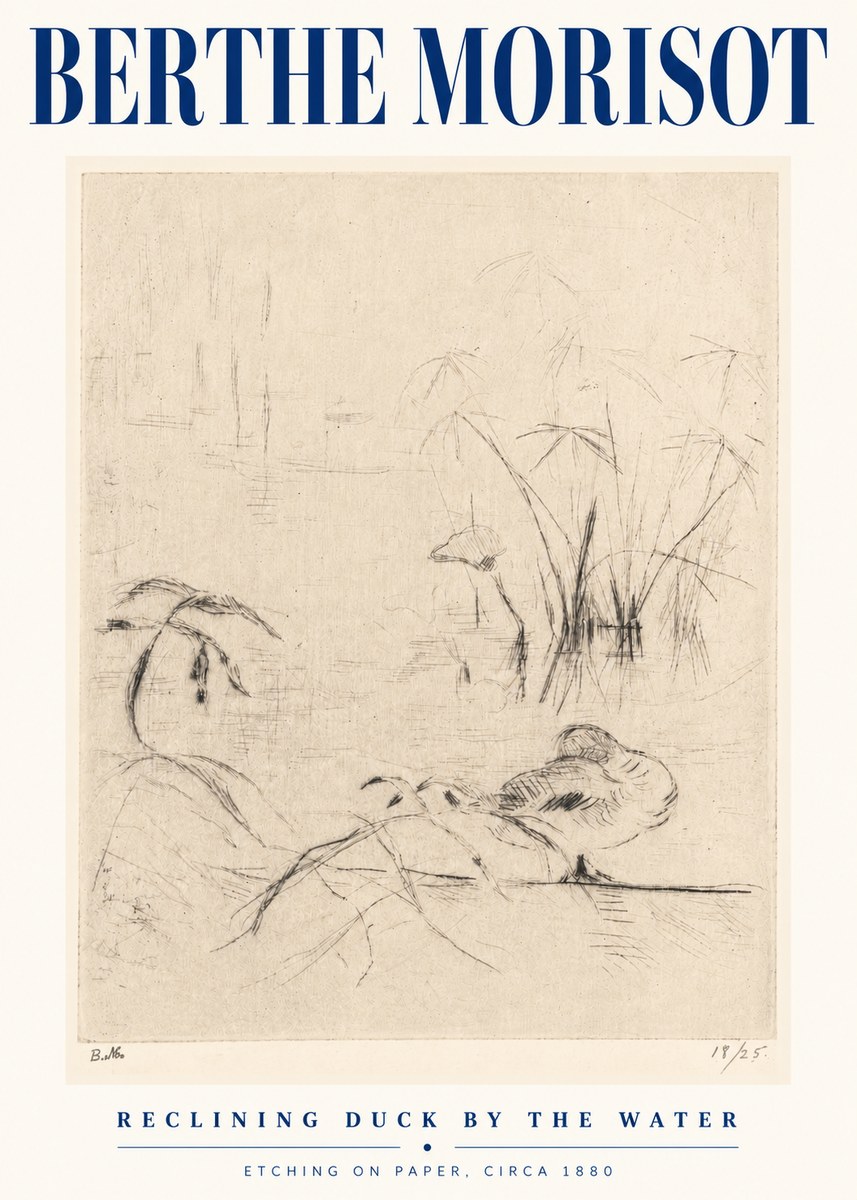 Berthe Morisot Reclining Duck by the Water No5 - Plakát