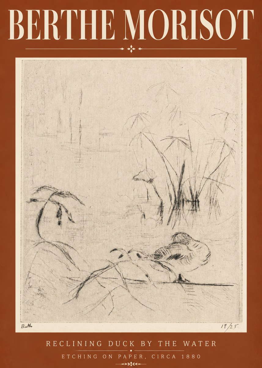Berthe Morisot Reclining Duck by the Water No6 - Plakát