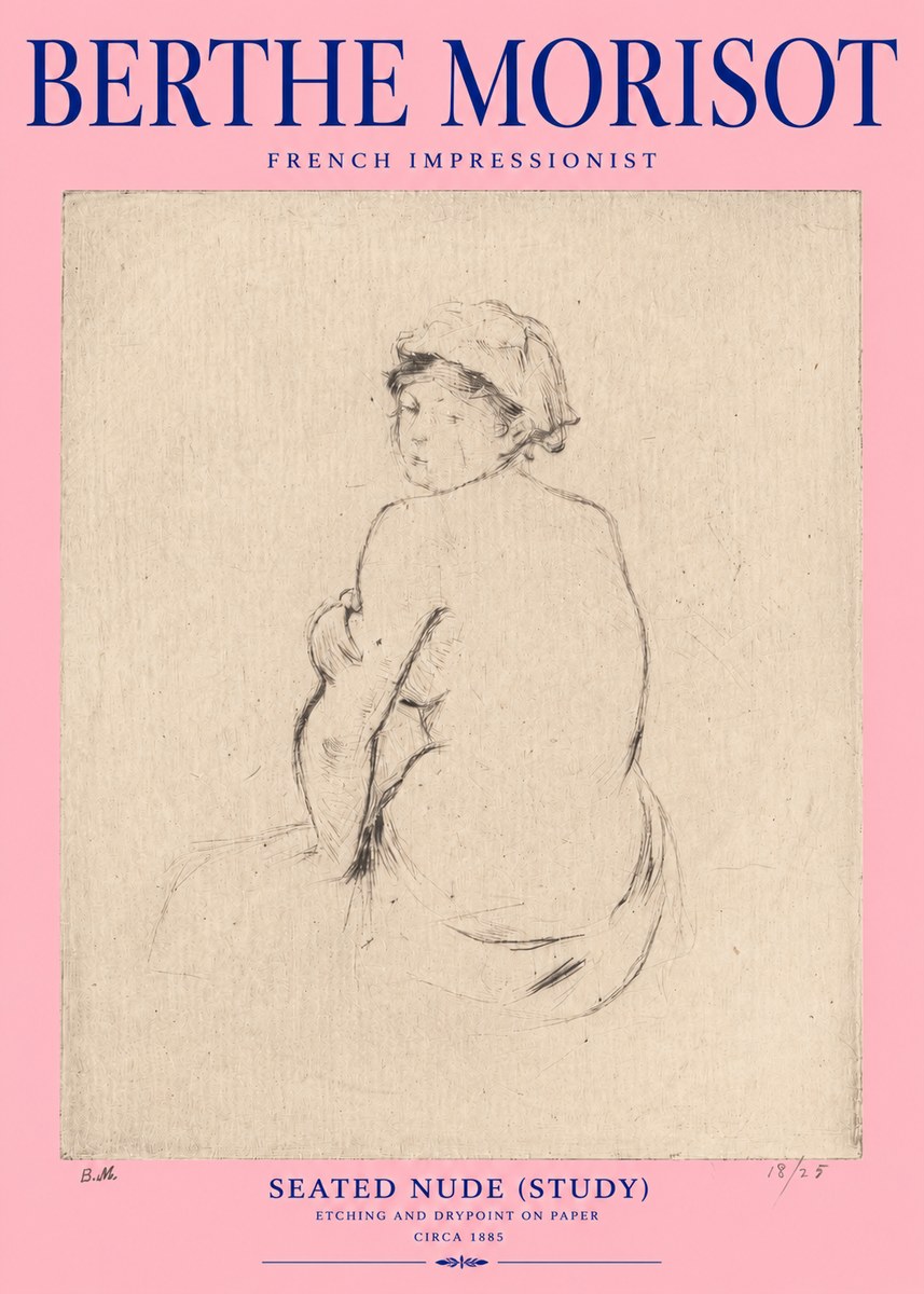 Berthe Morisot Seated Nude (Study) No2 - Plakát
