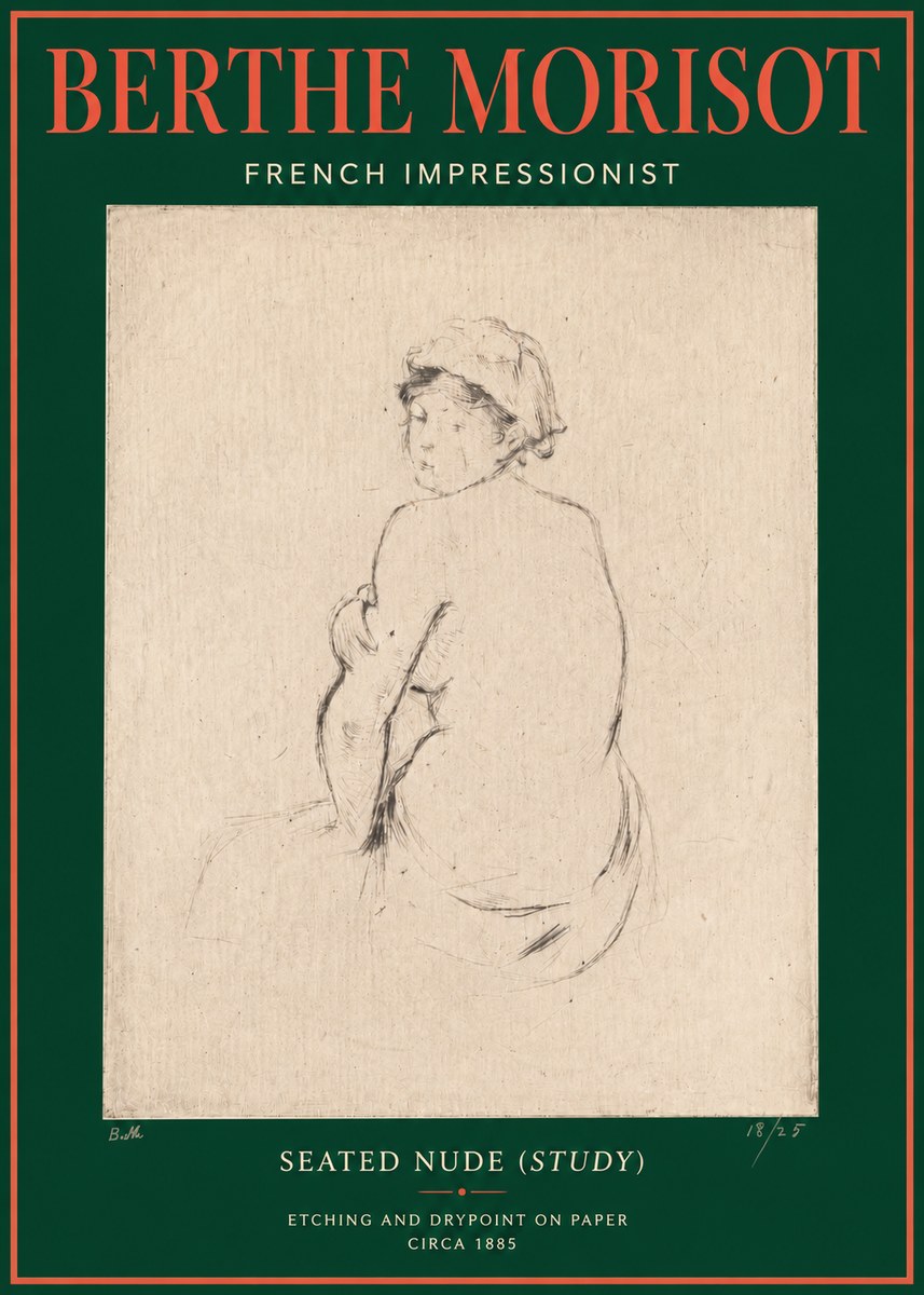Berthe Morisot Seated Nude (Study) No3 - Plakát