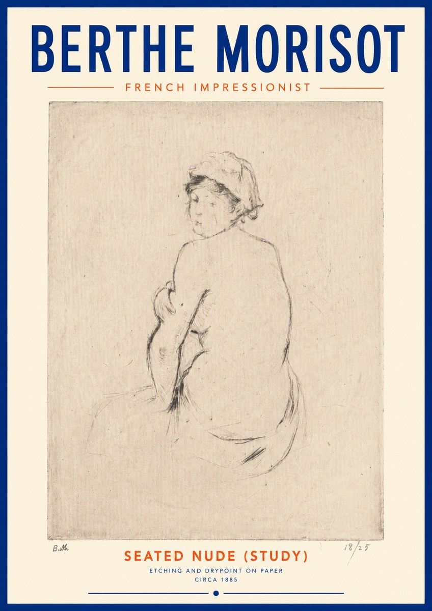 Berthe Morisot Seated Nude (Study) No4 - Plakát