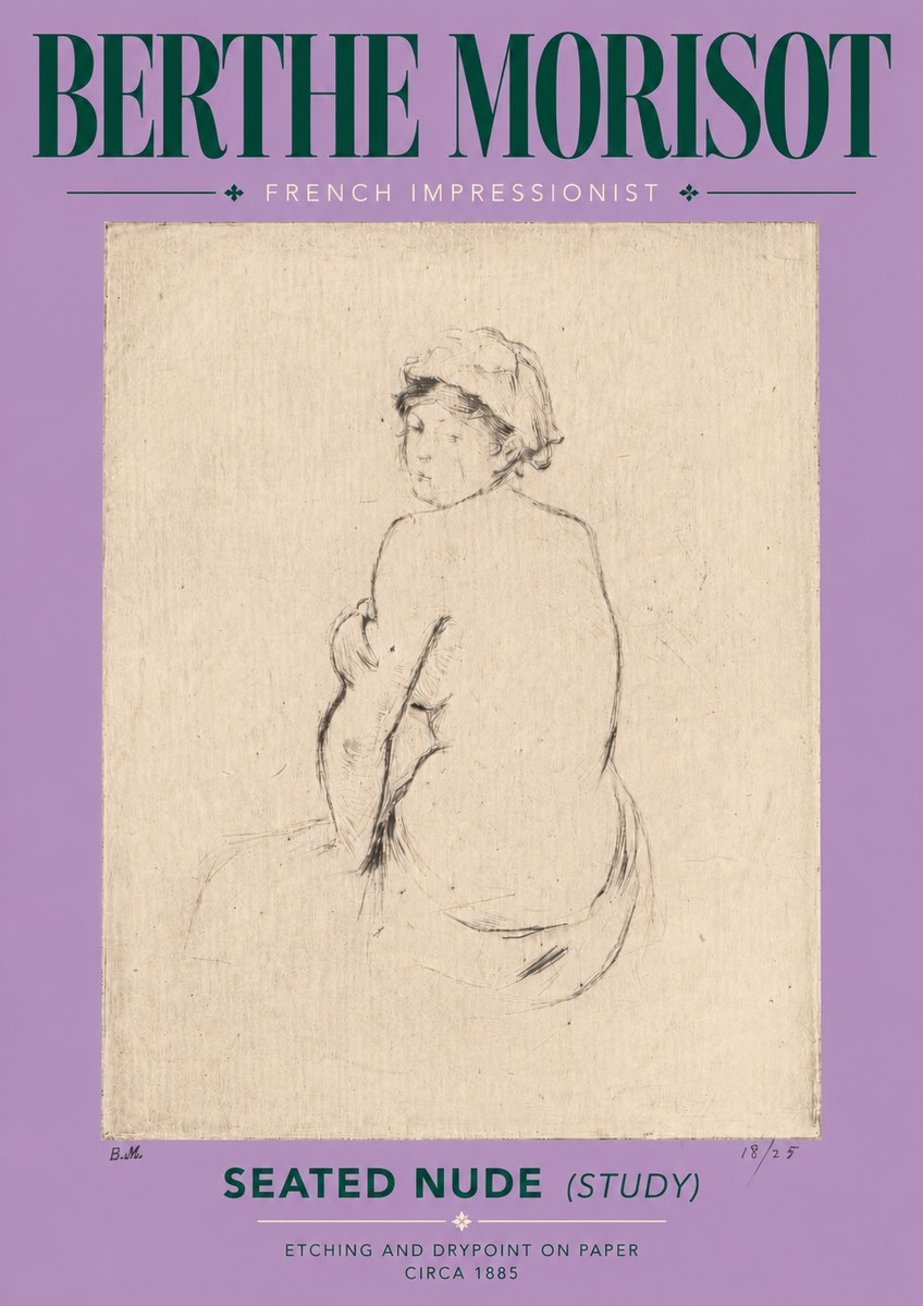 Berthe Morisot Seated Nude (Study) No5 - Plakát
