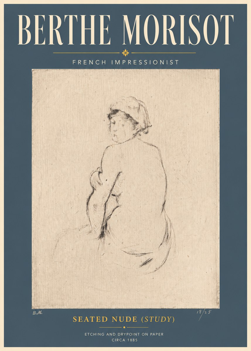 Berthe Morisot Seated Nude (Study) No6 - Plakát