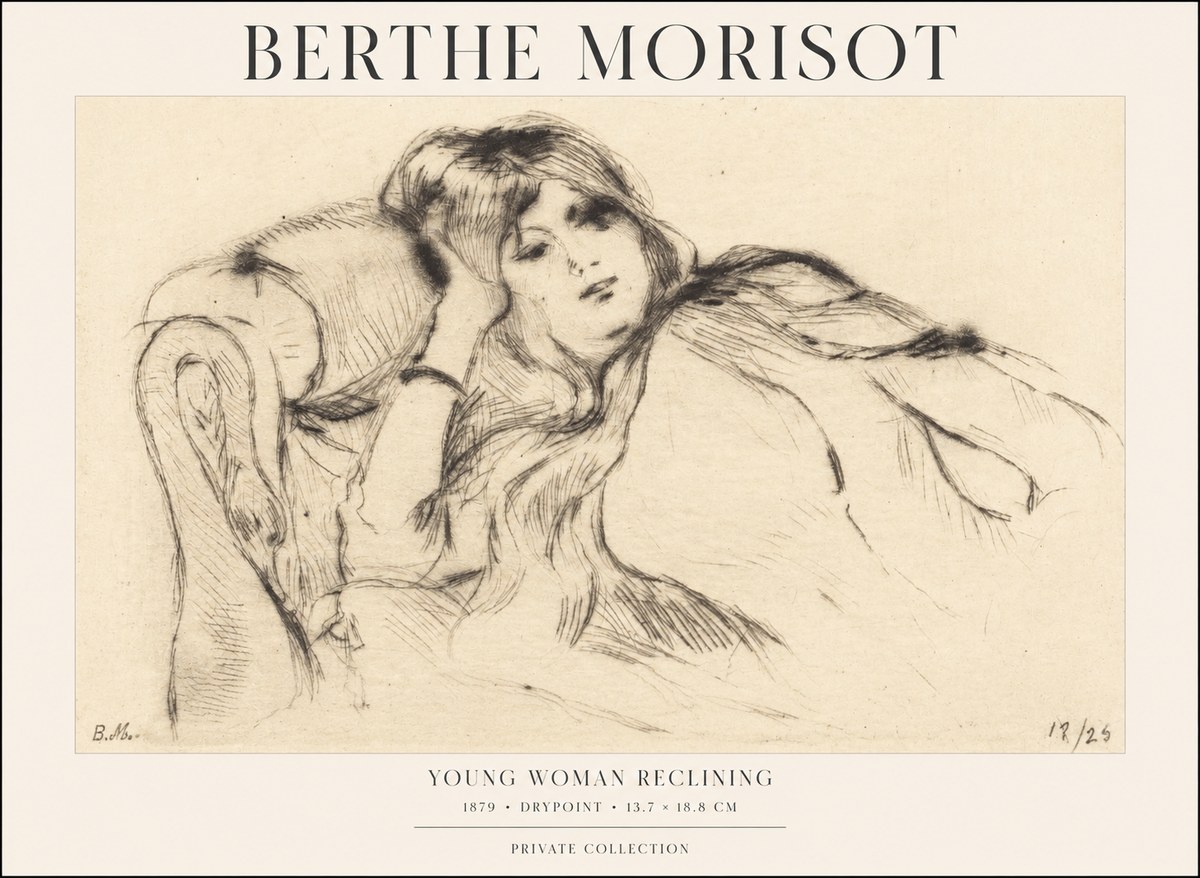 Berthe Morisot Young Woman Reclining II No1 - Plakát