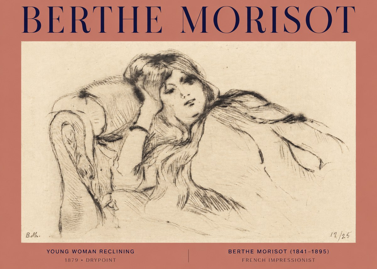 Berthe Morisot Young Woman Reclining II No2 - Plakát