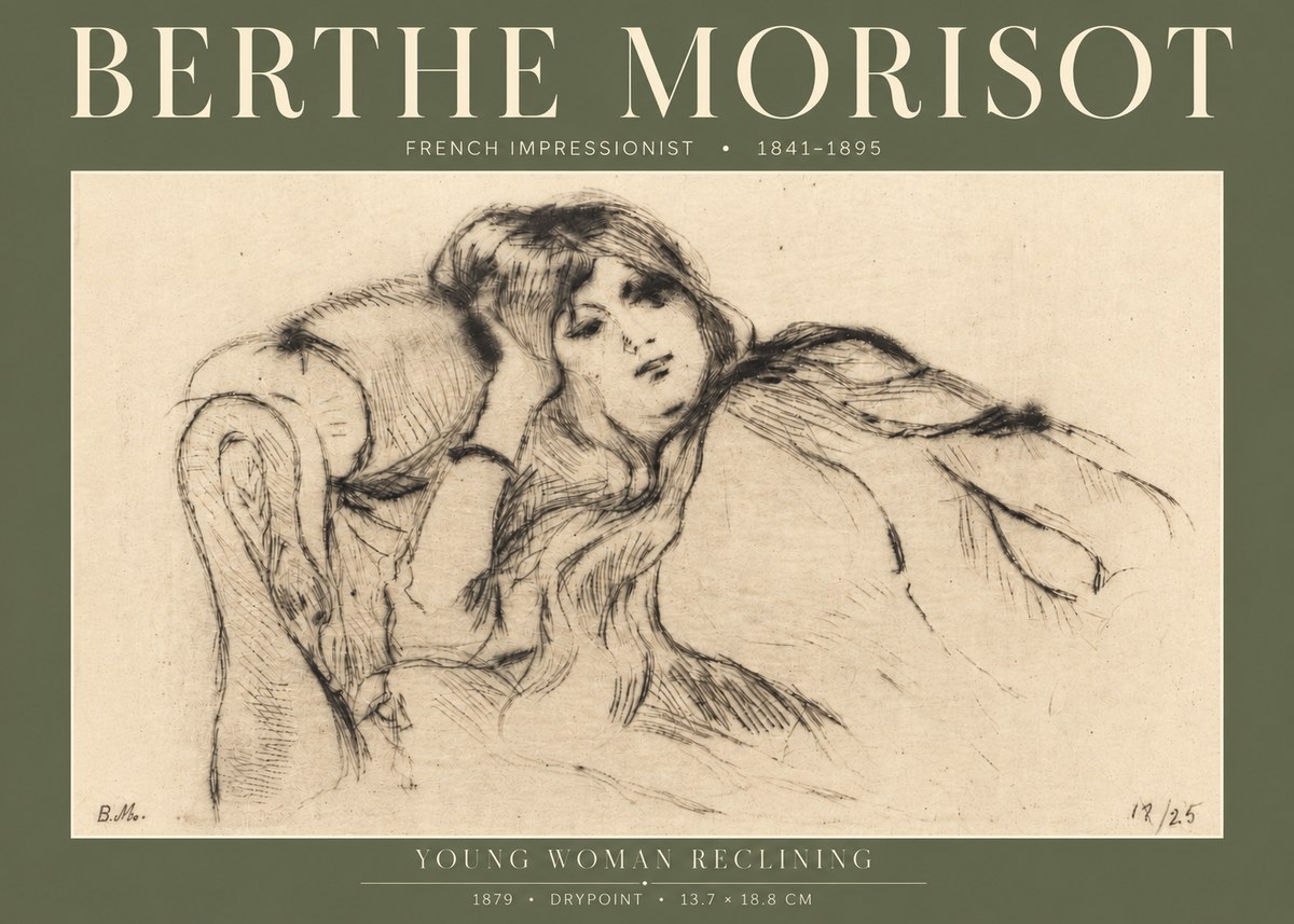 Berthe Morisot Young Woman Reclining II No4 - Plakát