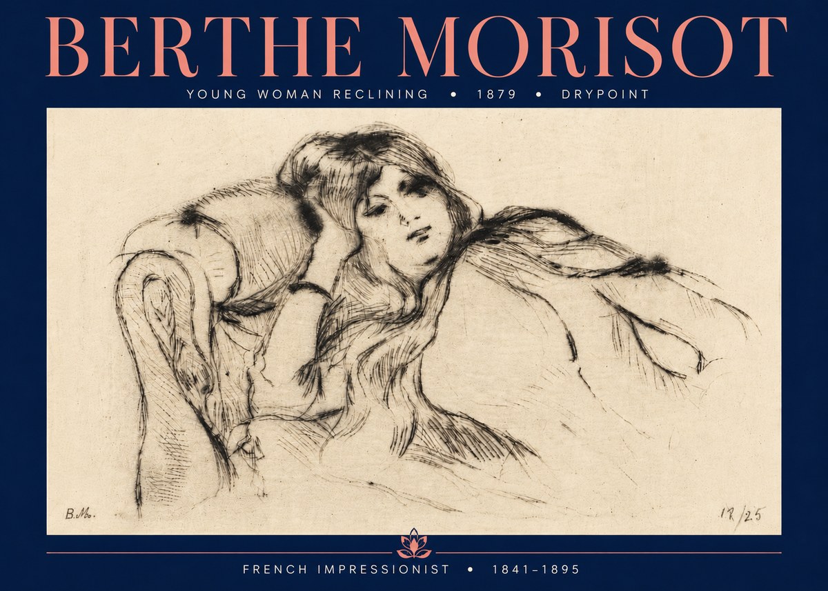 Berthe Morisot Young Woman Reclining II No6 - Plakát