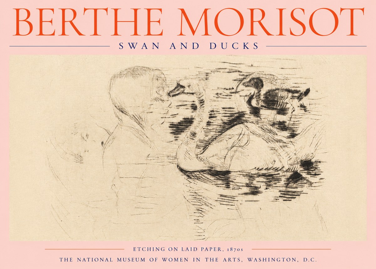 Berthe Morisot Swan and Ducks No2 - Plakát