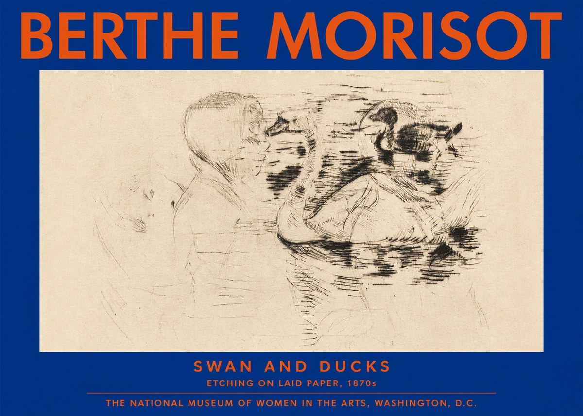 Berthe Morisot Swan and Ducks No3 - Plakát