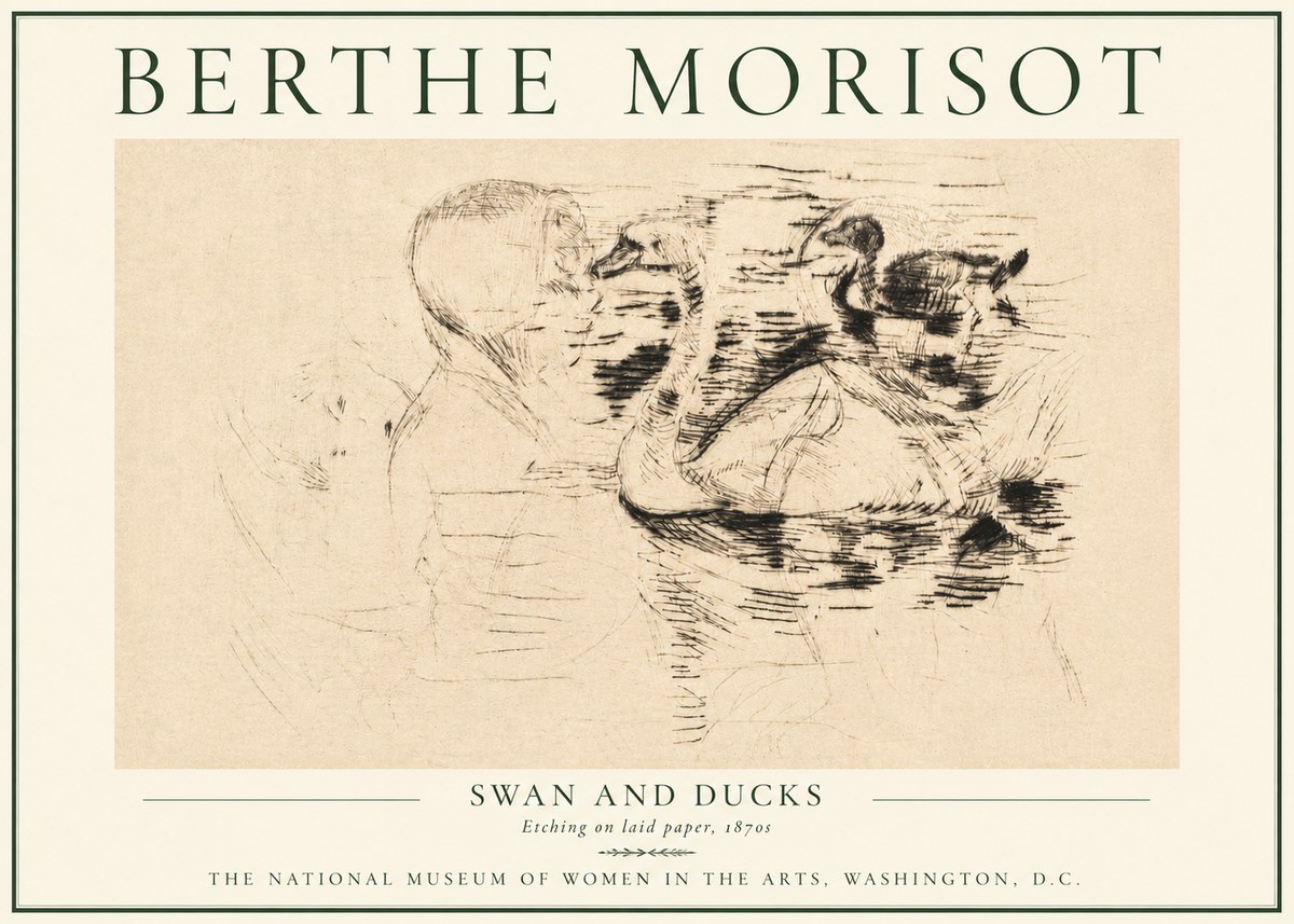 Berthe Morisot Swan and Ducks No4 - Plakát