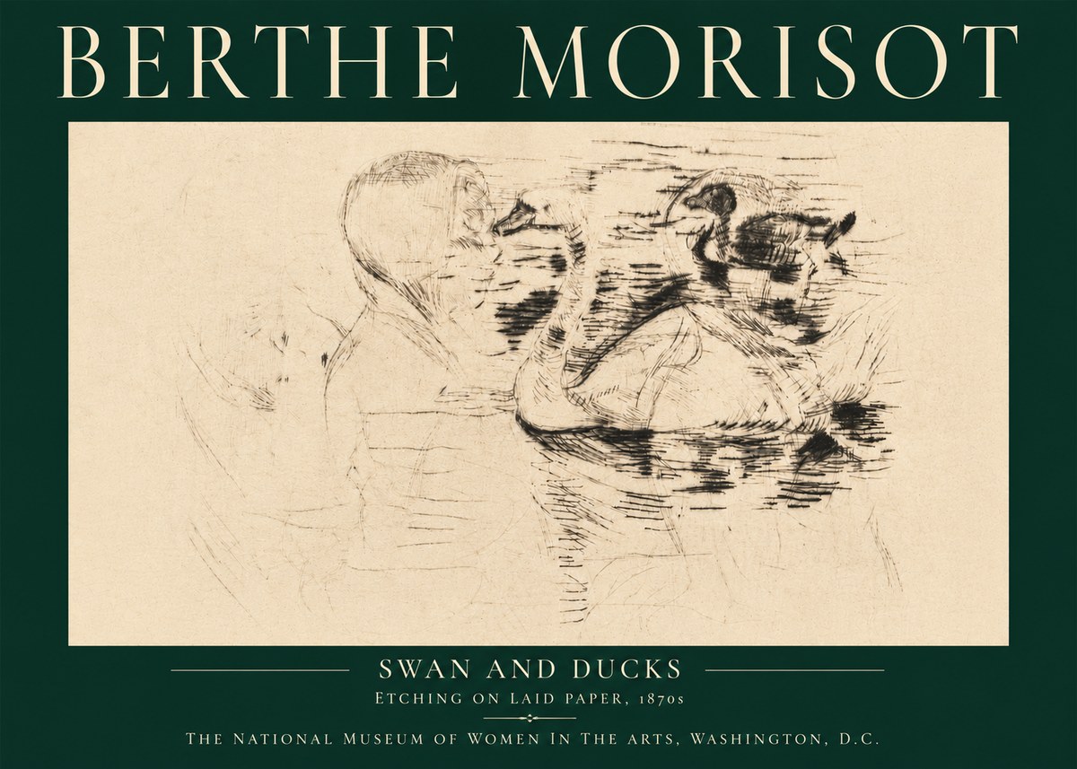 Berthe Morisot Swan and Ducks No6 - Plakát
