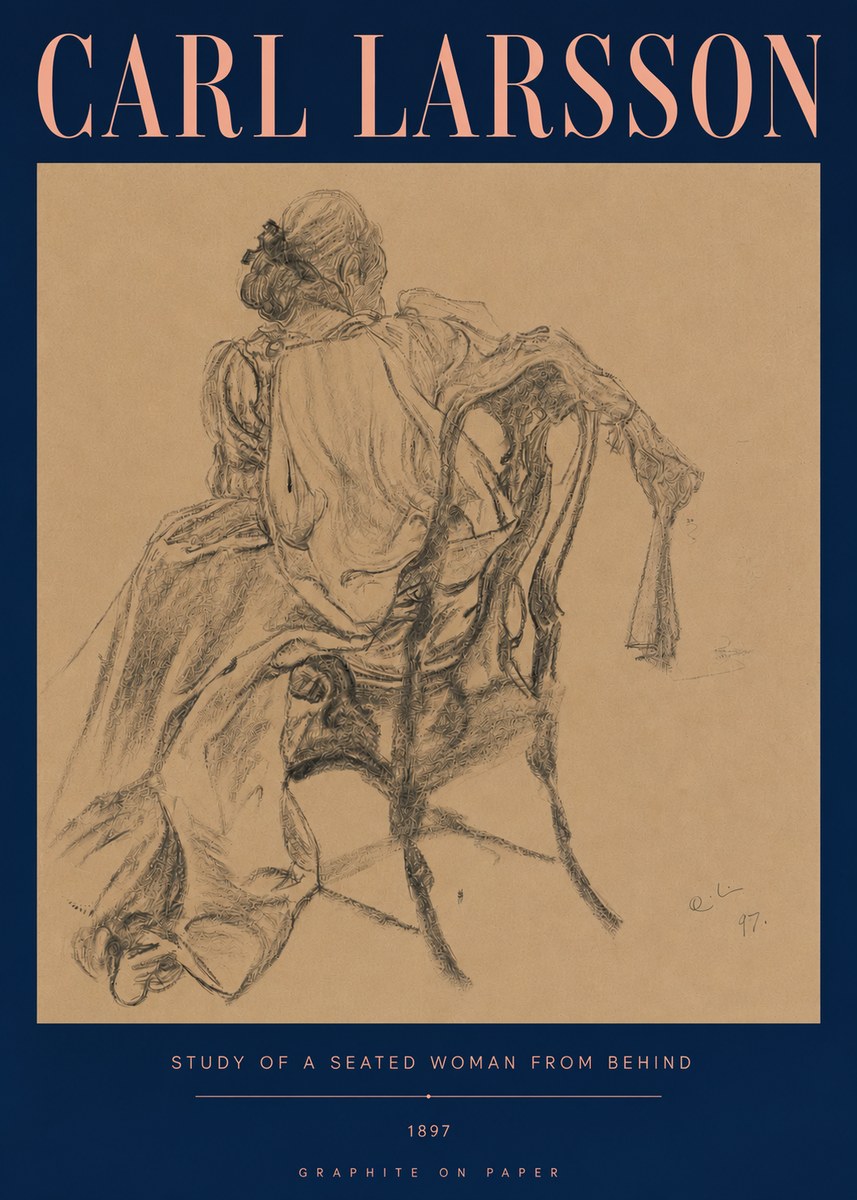 Carl Larsson Study of a Seated Woman from Behind No5 - Plakát