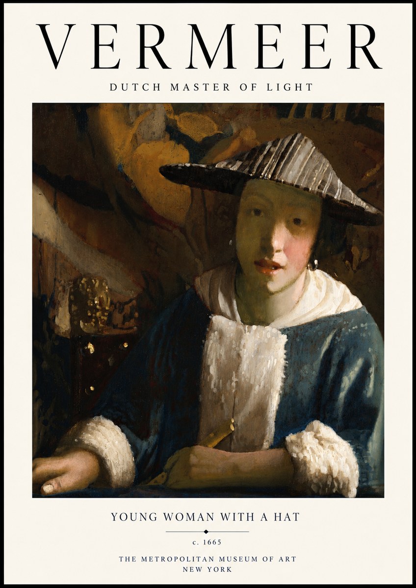 Vermeer Young Woman with a Hat No3 - Plakát