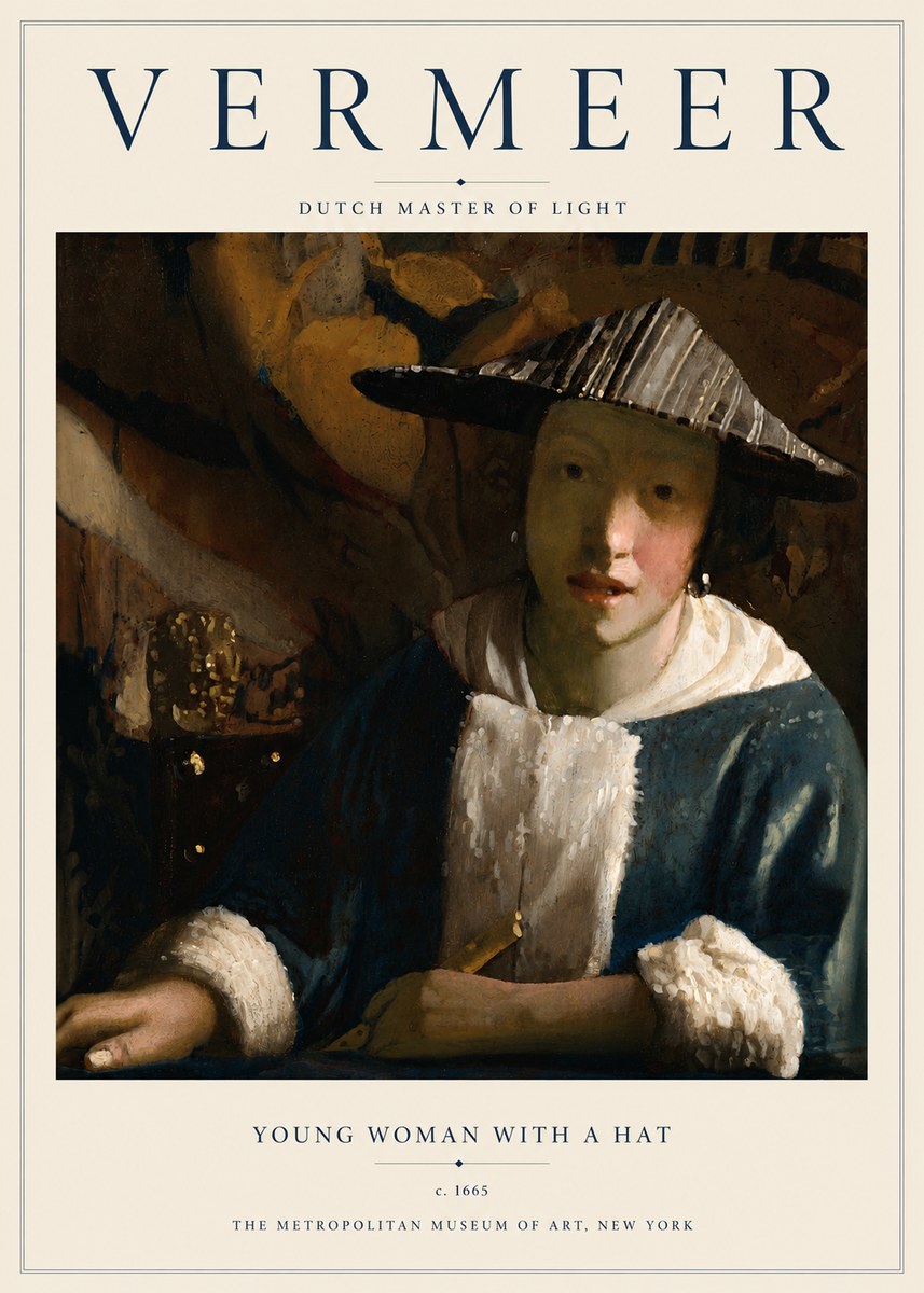 Vermeer Young Woman with a Hat No5 - Plakát