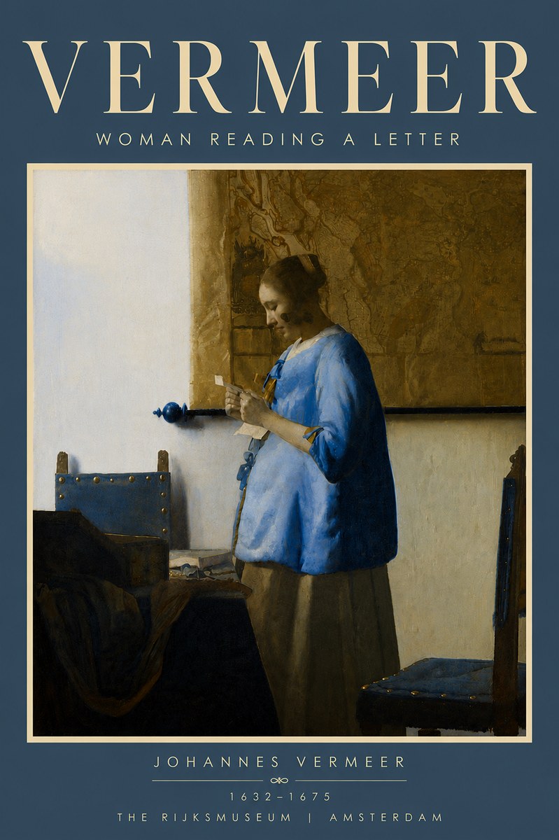 Vermeer Woman Reading a Letter No6 - Plakát