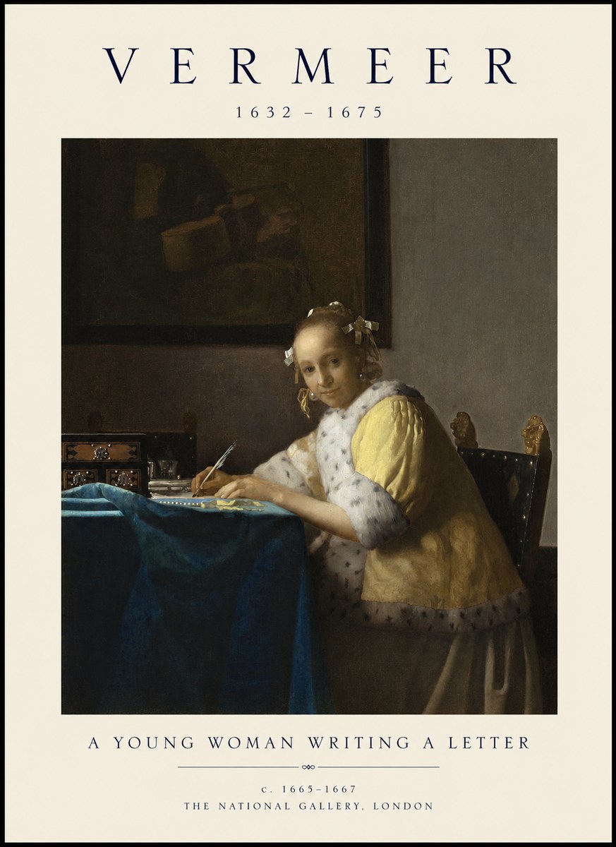 Vermeer A Young Woman Writing a Letter No1 - Plakát