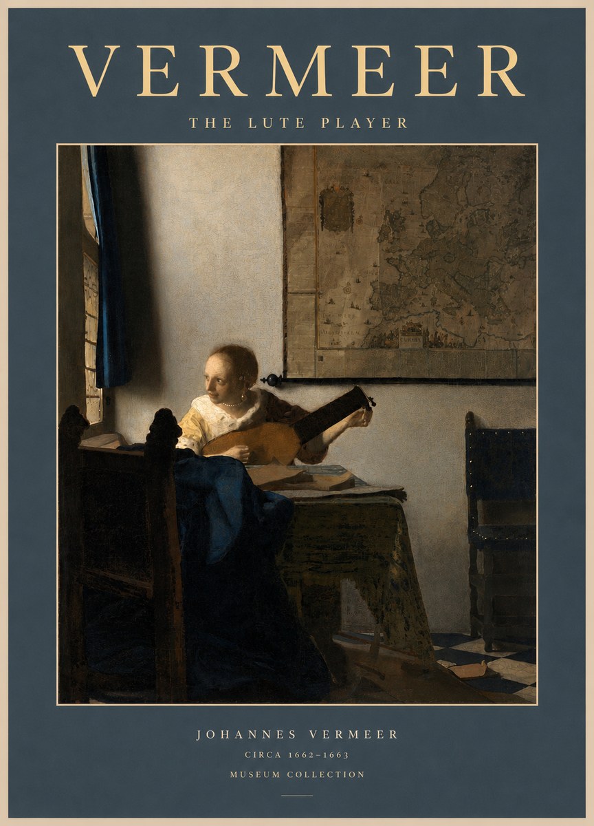 Vermeer The Lute Player No2 - Plakát
