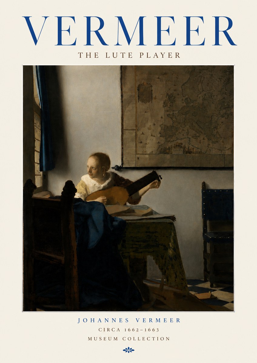 Vermeer The Lute Player No3 - Plakát