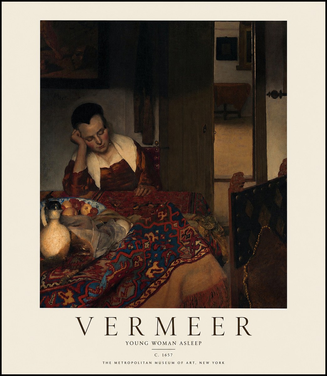 Vermeer Young Woman Asleep No1 - Plakát