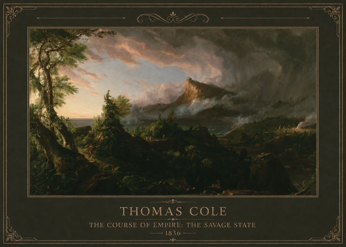 Thomas Cole The Course of Empire: the Savage State I No1 - Plakát