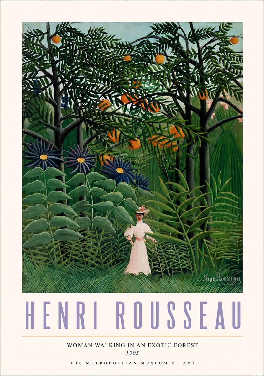Rousseau Woman Walking in an Exotic Forest No3 - Plakát