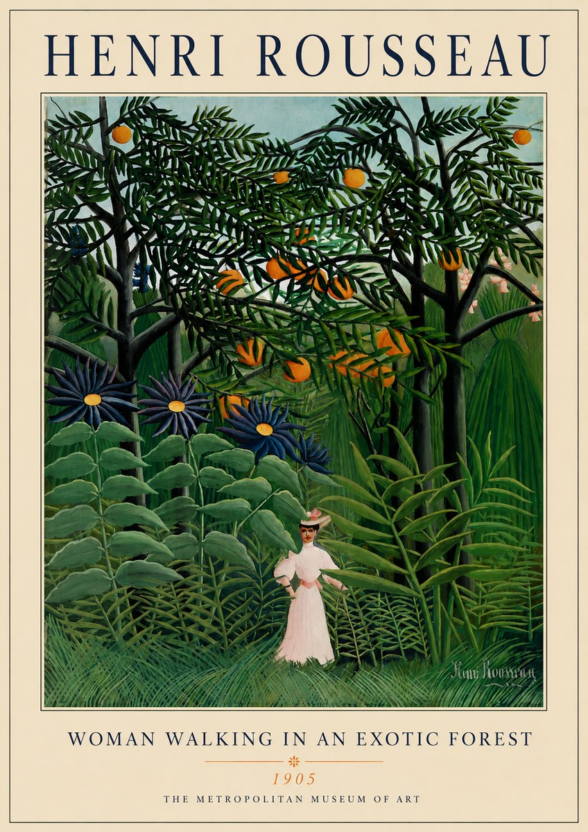 Rousseau Woman Walking in an Exotic Forest No4 - Plakát