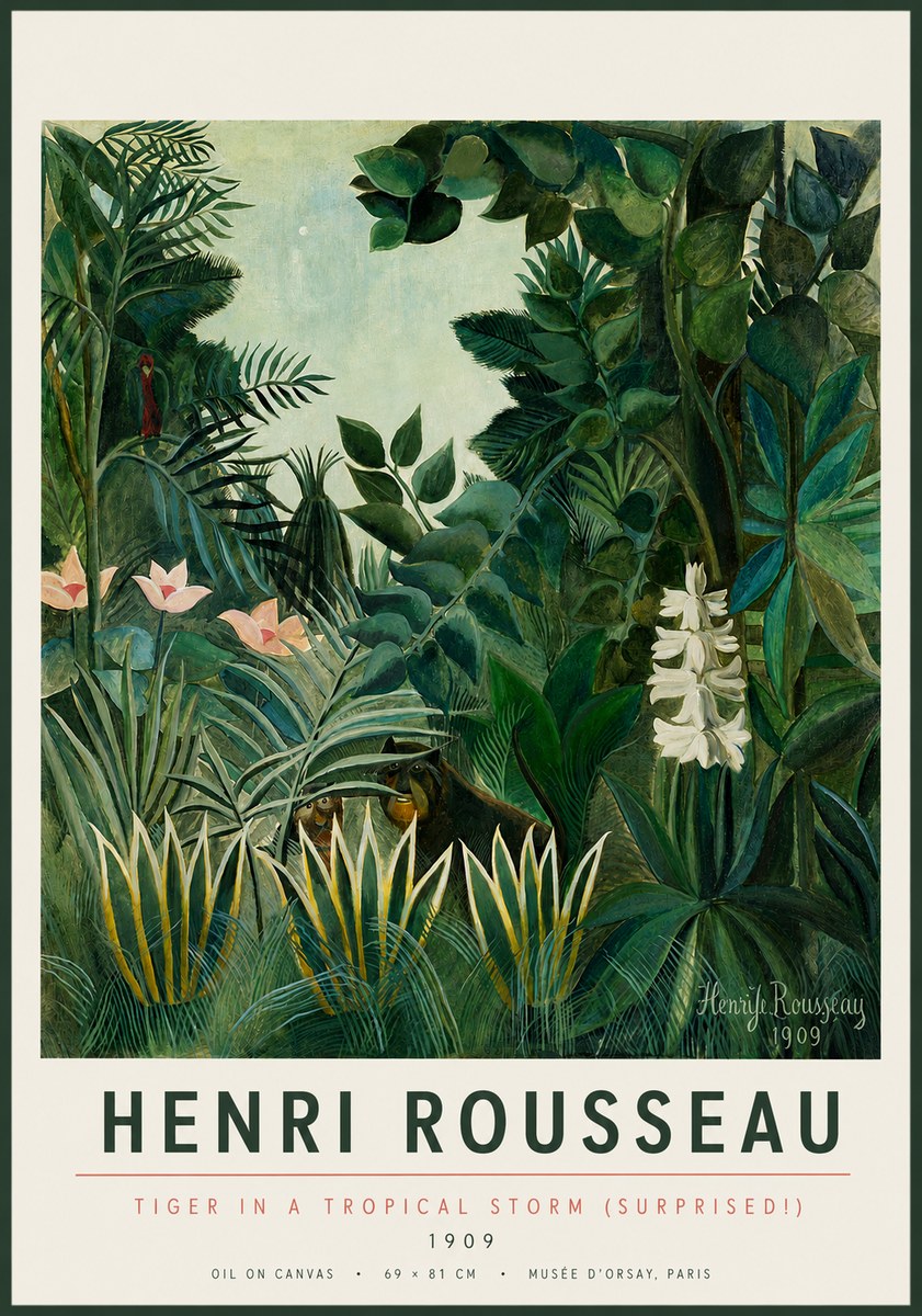 Rousseau Tiger in a Tropical Storm (Surprised!) No3 - Plakát