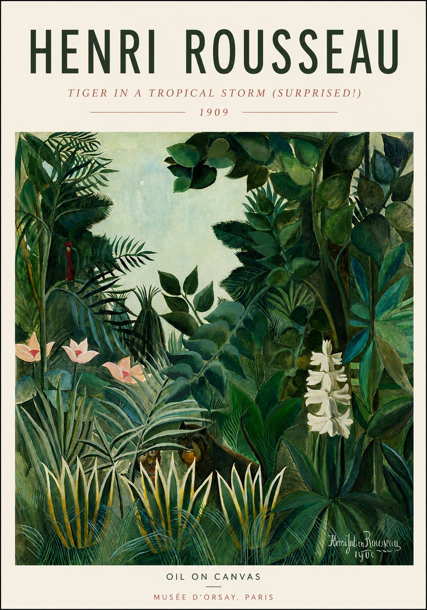 Rousseau Tiger in a Tropical Storm (Surprised!) No4 - Plakát