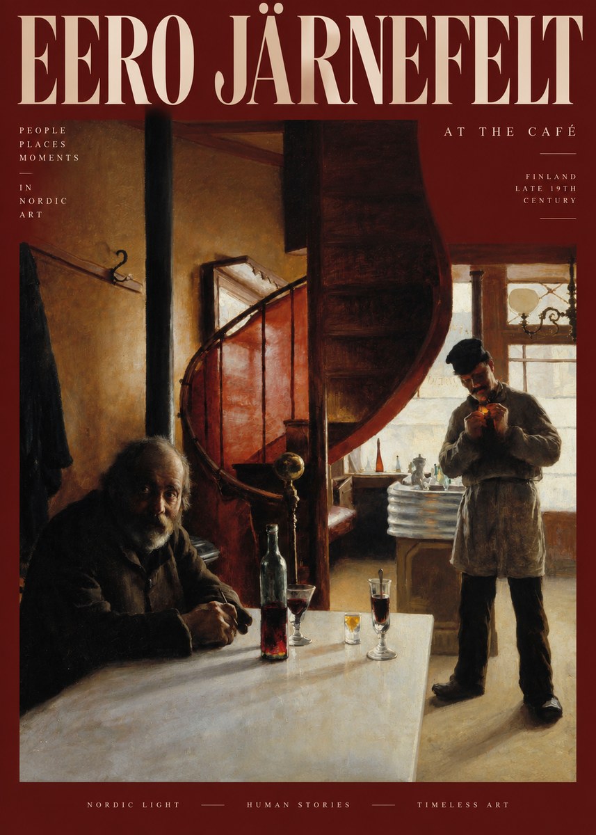 Eero Järnefelt Interior with Two Men No3 - Plakát