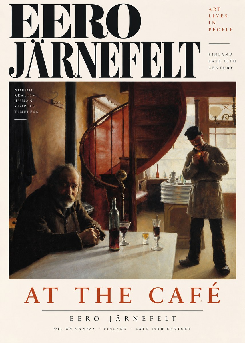 Eero Järnefelt Interior with Two Men No4 - Plakát